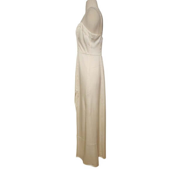 Abercrombie & Fitch Maxi Slip Dress Womens M Ivory Destination Wedding High Slit - Picture 2 of 9